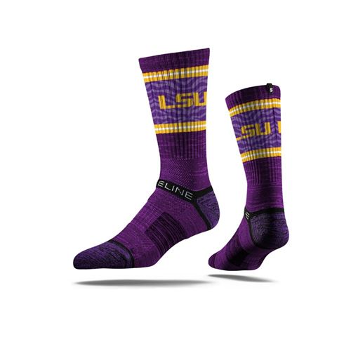 Picture of LSU Sock Purple Stripes Crew Premium Reg