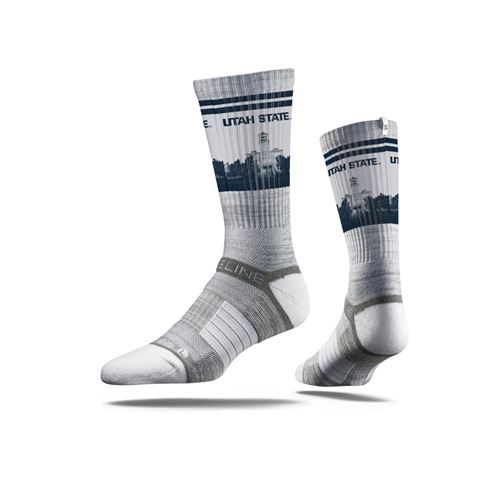 Picture of Utah State Sock Old Main Grey Crew Premium Reg